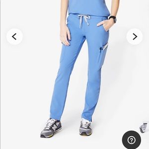 Figs Yola Skinny scrub pants in medium petite ceil blue